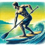 ilustracion de hombre practicando paddle surf